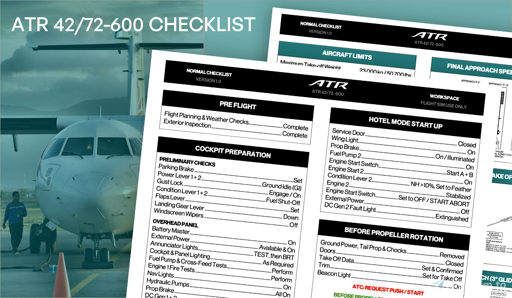 ATR 42/72600 Checklist for Microsoft Flight Simulator MSFS