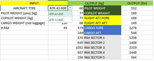 ATR 42/72-600 smart loadsheet generator