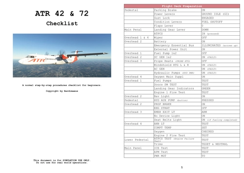 ATR 72 & 42 - Step-By-Step Checklist as PDF