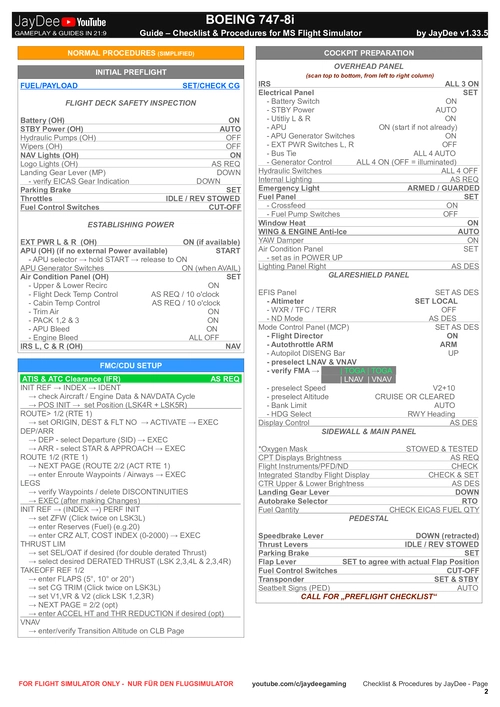 B747-8i Checklist & Procedures (JDs)
