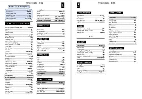 Fokker F28 Fellowship Checklists - Transair v1.3
