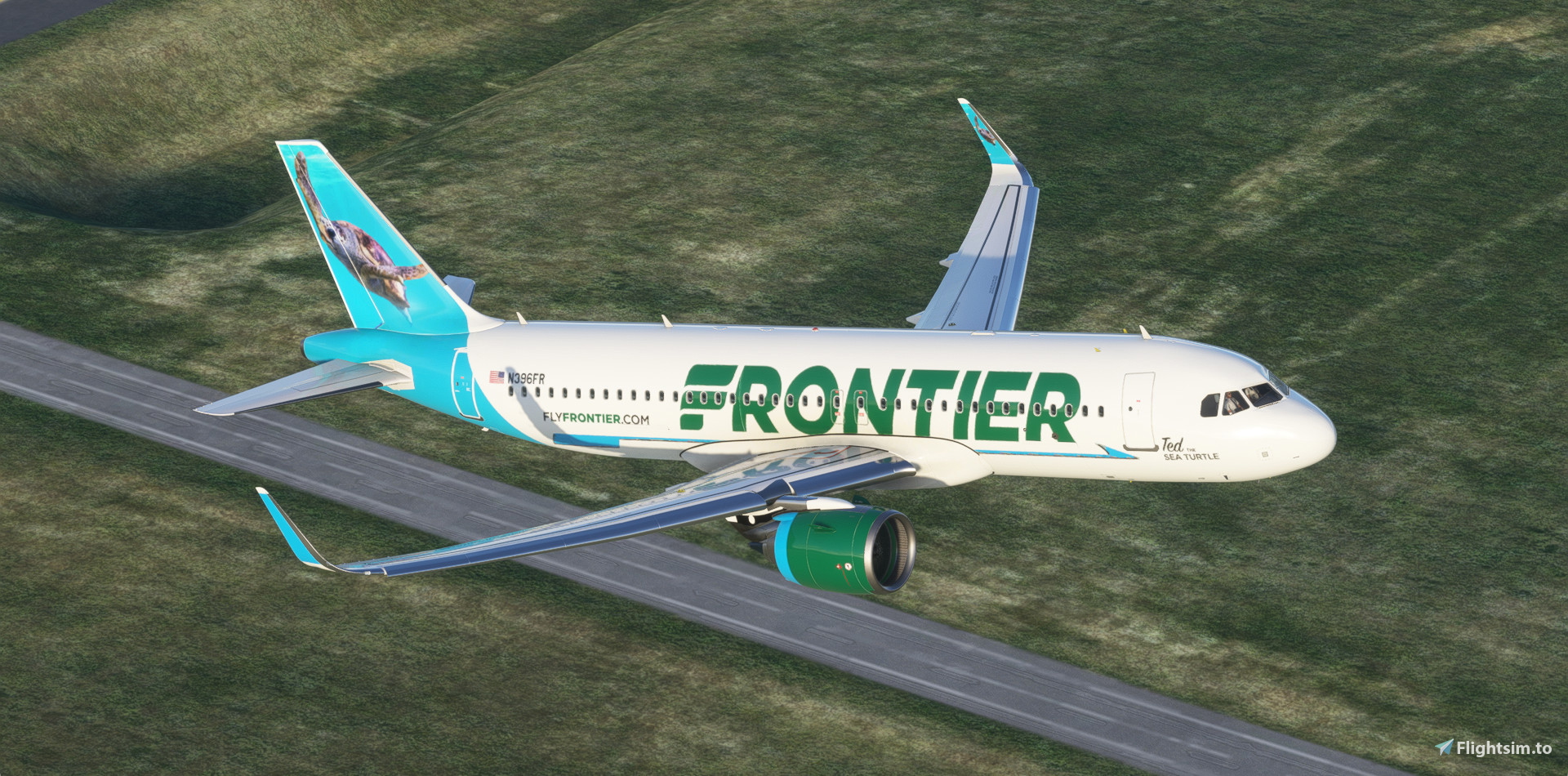 FBW A32NX Frontier | N396FR | Ted the Sea Turtle | 8K - Image 1