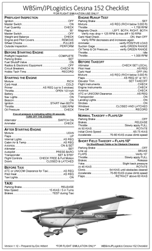 WBSim/JPLogistics Cessna 152 Checklist v1.12 thumbnail 2