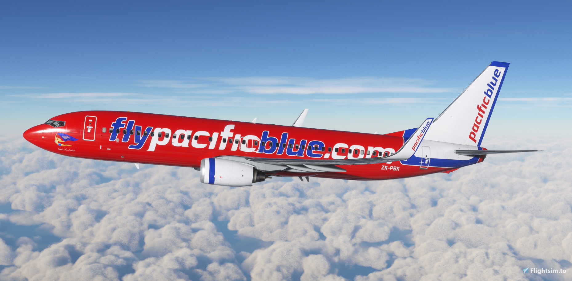 Pacific Blue 'Maiden New Zealand' ZK-PBK | PMDG 737-800 [4K