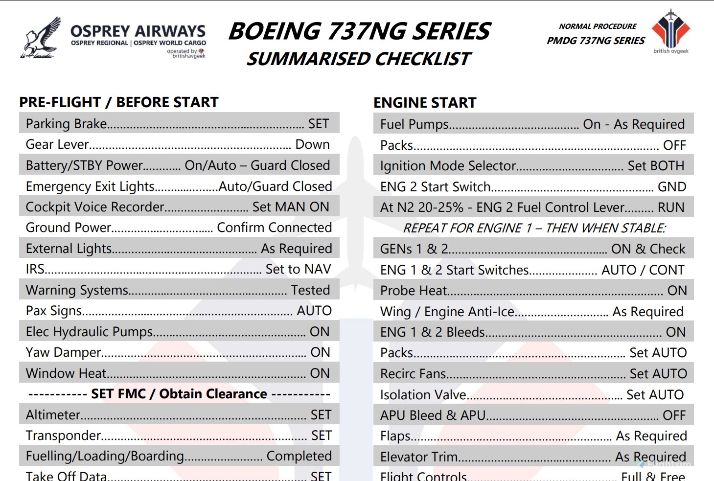 Pmdg 737 800 checklist