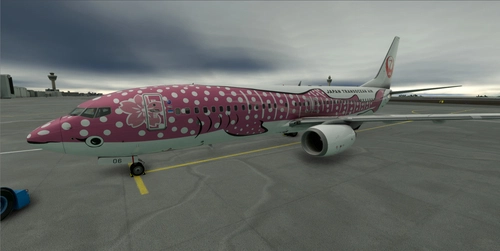PMDG 737-800 Japan Transocean Air "Sakura Jinbei Livery" Pink whale 