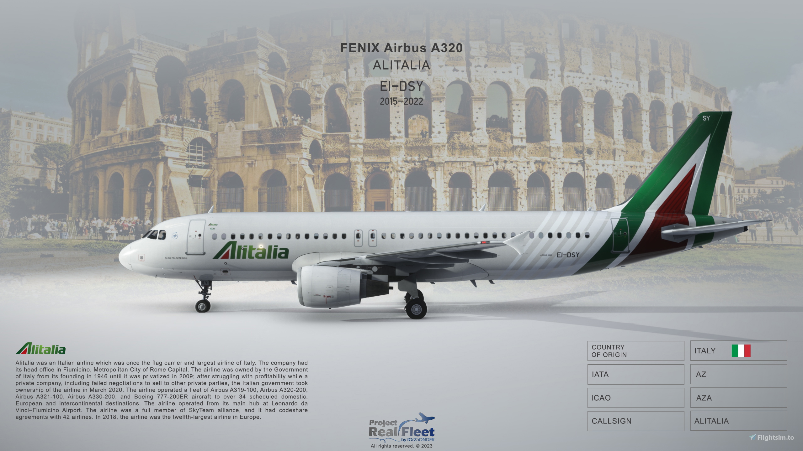Alitalia EI-DSY (2015-2022) 8K Livery with very-high detailed