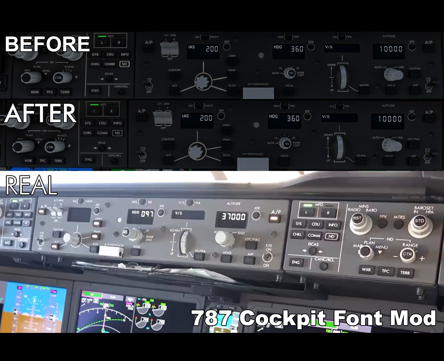 Realistic font mod for default Boeing 787-10 - Image 1