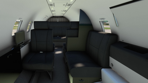  FlySimWare - Learjet 35A - Modern Black and White Interior  with Black Seats