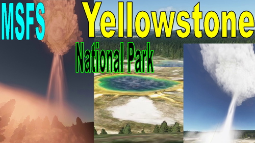 Yellowstone National Park,geyser and waterfall effect scenery