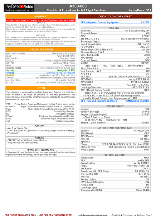 A300-600 - Checklist & Procedures 
