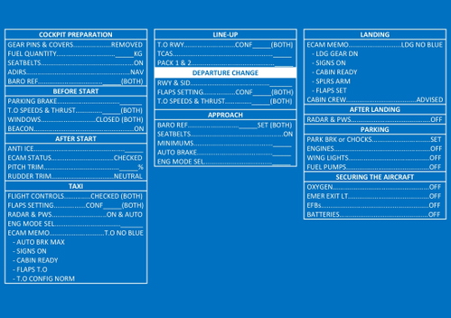 A320 Normal Operations Checklists for iPad