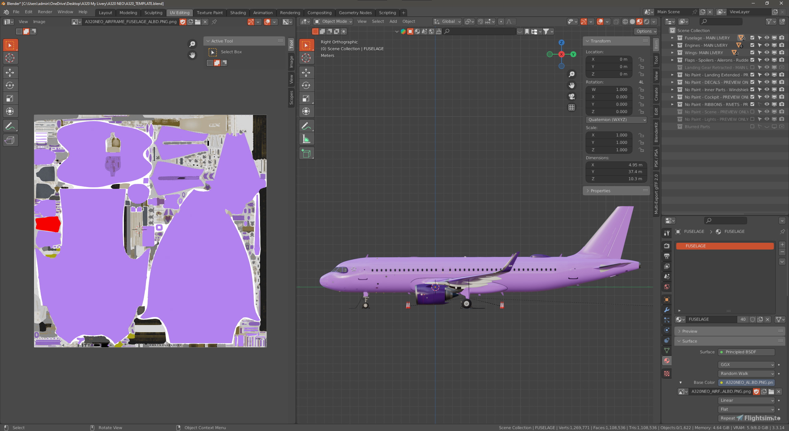 A320 NEO Complete 8K Paintkit for Blender and Photoshop pour
