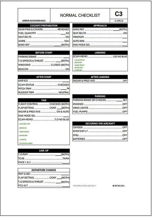A320 Normal Checklist | Classic