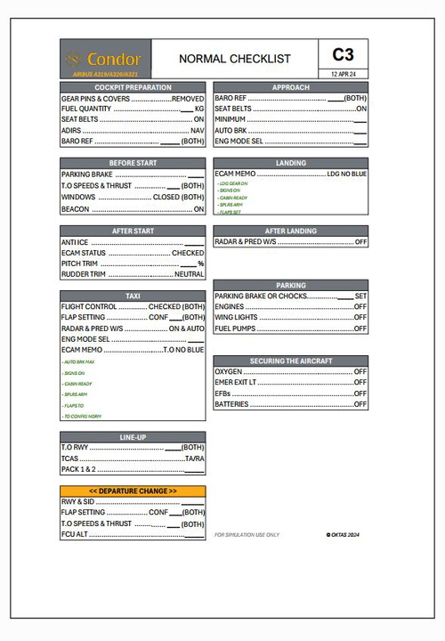 A320 Normal Checklist | CONDOR