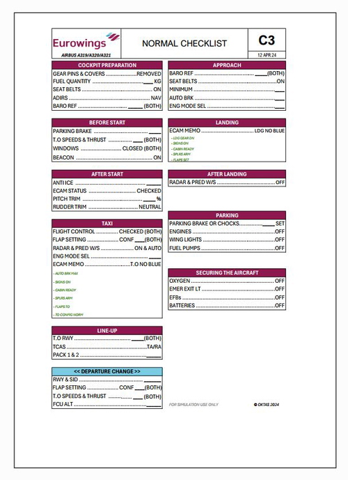 A320 Normal Checklist | Eurowings