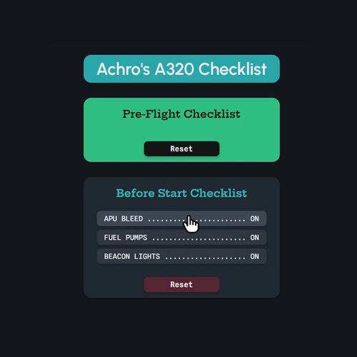 Achro's A320 Interactive Checklist