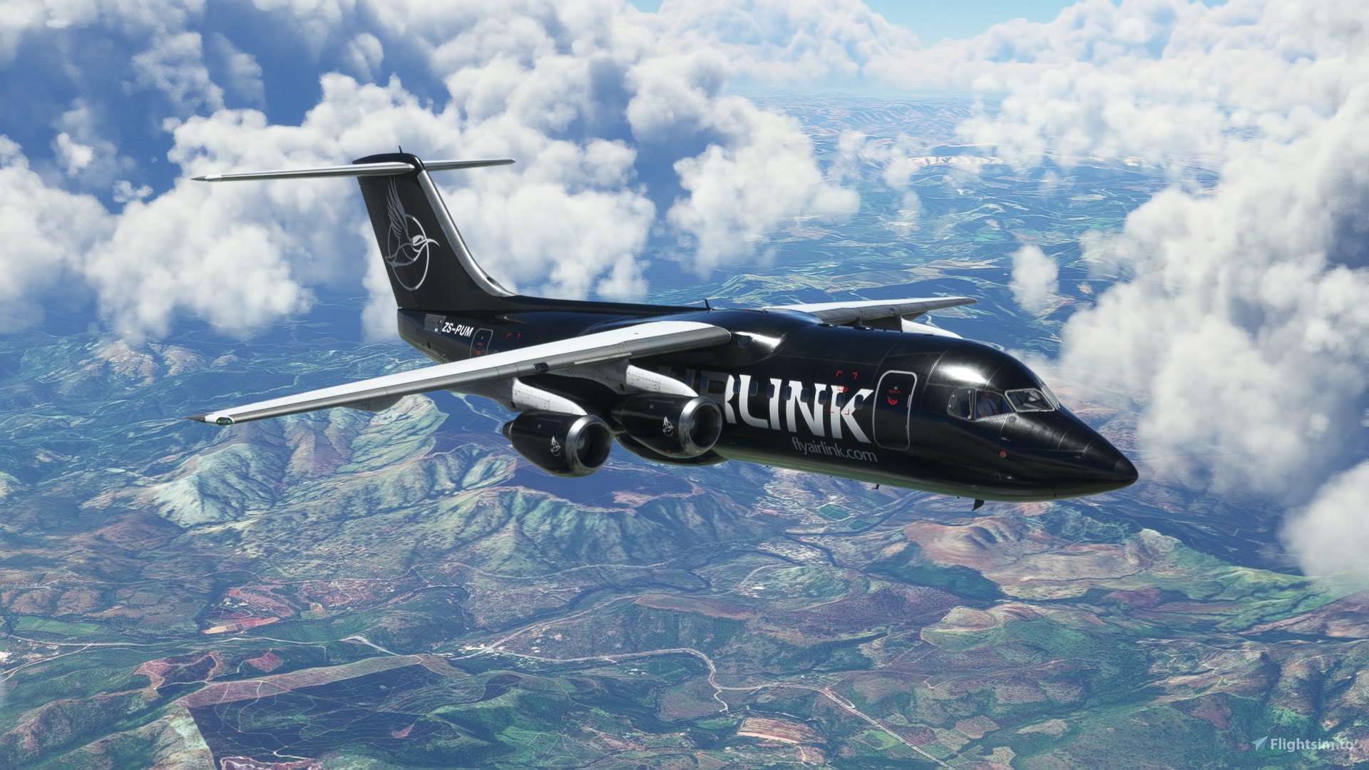 Airlink BAe 146-200 ZS-PUM Skybucks Black Livery for