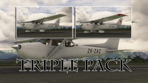 Asobo Cessna 172SP Skyhawk G1000 "ZK-ZAC" Ardmore Flying School TRIPLE PACK