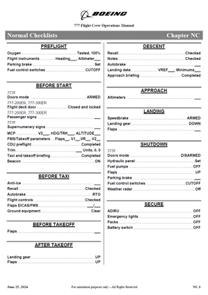 Boeing 777 - Normal checklist (2 official versions) thumbnail 2