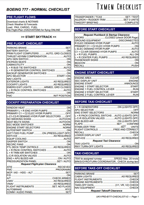 B777 Checklist