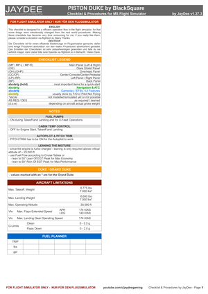 Beech Duke Piston - Checklist & Procedures thumbnail 1