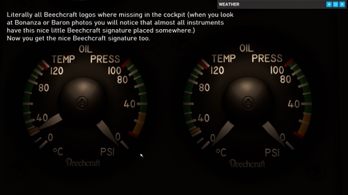 Black Square Bechcraft Baron (Analog Version) cockpit gauges overhaul