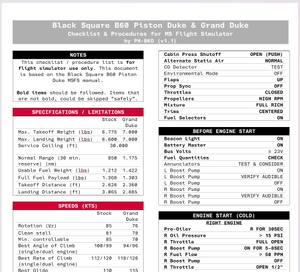 Black Square Beechcraft B60 Piston Duke Checklist & Procedures Quickview thumbnail 1