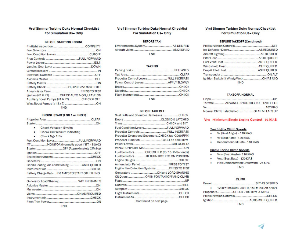 Duke B60 Checklist.pdf Flightsim.to - Activities - Release - Black Square Turbine Duke Normal ...