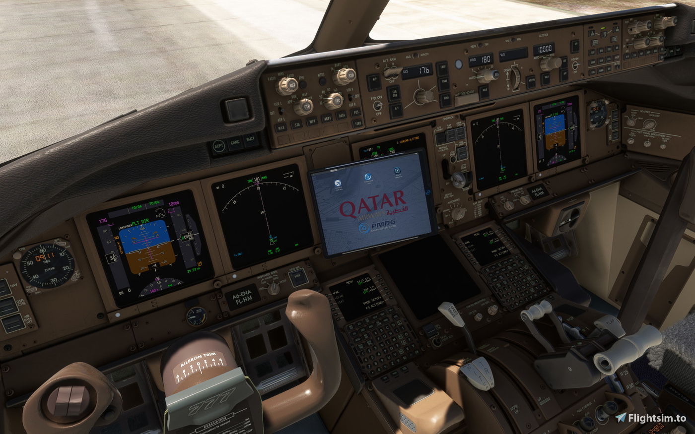 Boeing 777 Qatar EFB Custom Wallpaper for Microsoft Flight Simulator | MSFS — free download