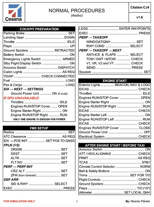 Cessna Citation CJ4 Normal Procedures