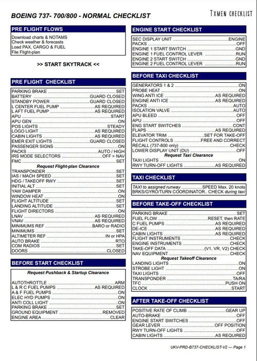 Checklist B738 