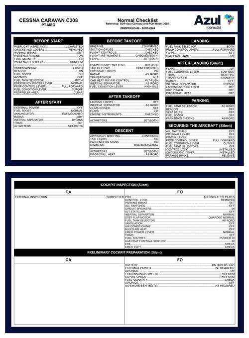 Checklists - Cessna Caravan 208B Azul Conecta