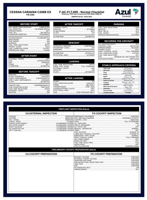 Checklists - Cessna Caravan C208B_EX  Azul Conecta
