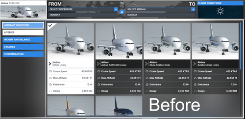 Delete A310 default liveries