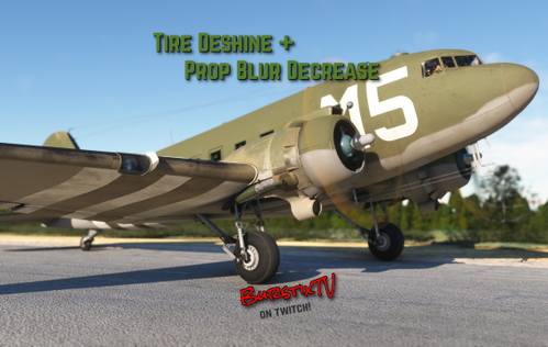  Douglas C-47 Tire Deglaze, and Heavy Yellow Prop Blur Decrease ( For the New Microsoft/AH C-47)