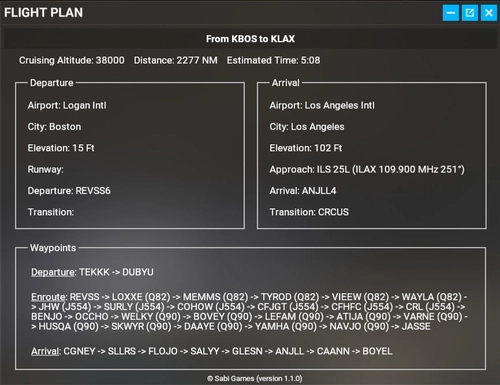 Flight Plan Summary Toolbar