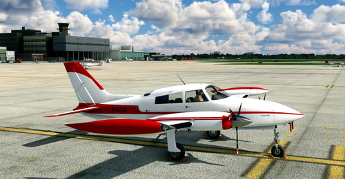 Flightsim Pictures Scott livery for the Milviz C310R in white red