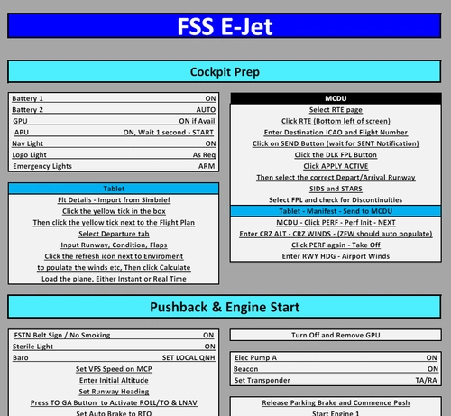 FlightSim Studio E-Jet Checklist