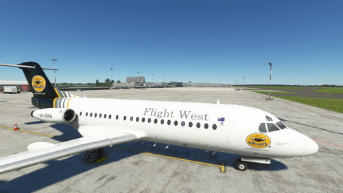 Fokker F28-4000 Pro VH-EWA Flight West Australia in the North Queensland Cowboys livery