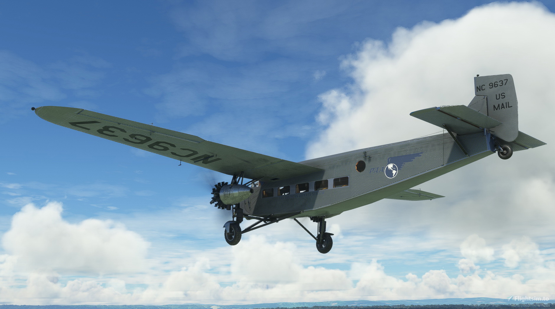 Ford NC 9637 模型 航空機 U.S. Mail Ford Trimotor NC9637 Pan American for Microsoft Flight Simulator
