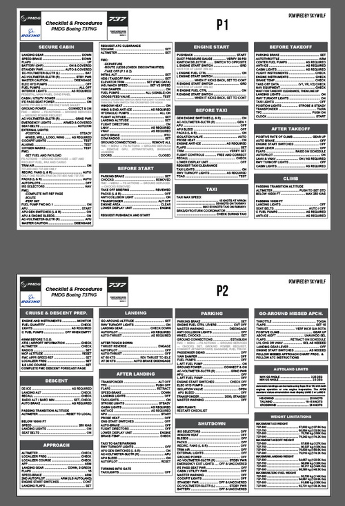 Horizontal PMDG 737NG Series Checklist