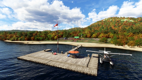 Huron Mountain Club cabin and float plane dock (fictional)