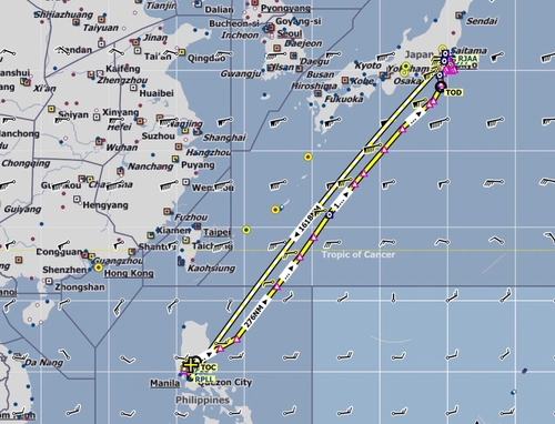 IFR Flight from Clark International Airport (RPLC) Tokyo (Haneda) Intl (RJTT)