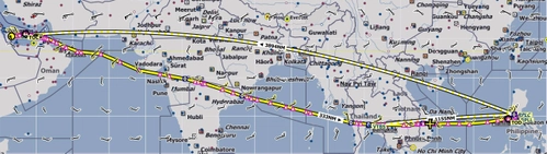 IFR Flight from Doha Hamad International (OTHH) to Clark International Airport (RPLC)