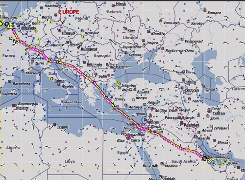 IFR Flight from London Gatwick (EGKK) to Doha Hamad International (OTHH)