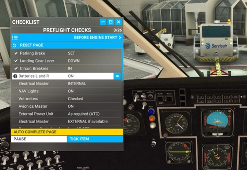 In-game checklist for BlackBox Simulation Shorts 330 and 360