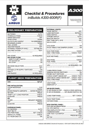 iniBuilds A300 Checklist thumbnail 2