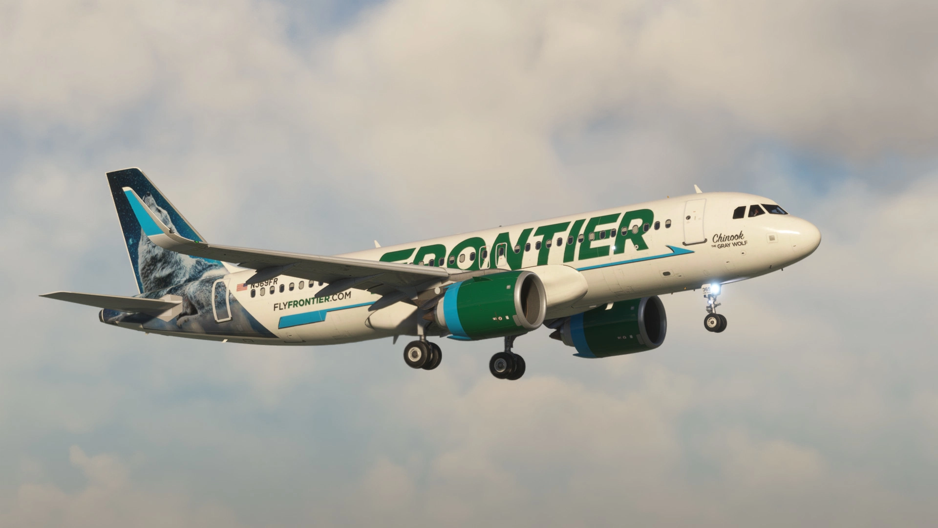 iniBuilds A320 NEO Frontier | Chinook the Gray Wolf | N369FR - Image 1