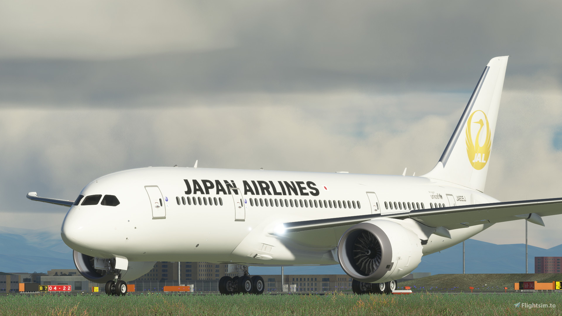 JAPAN AIRLINES (JA835J) gold logo [8K] for Microsoft Flight 